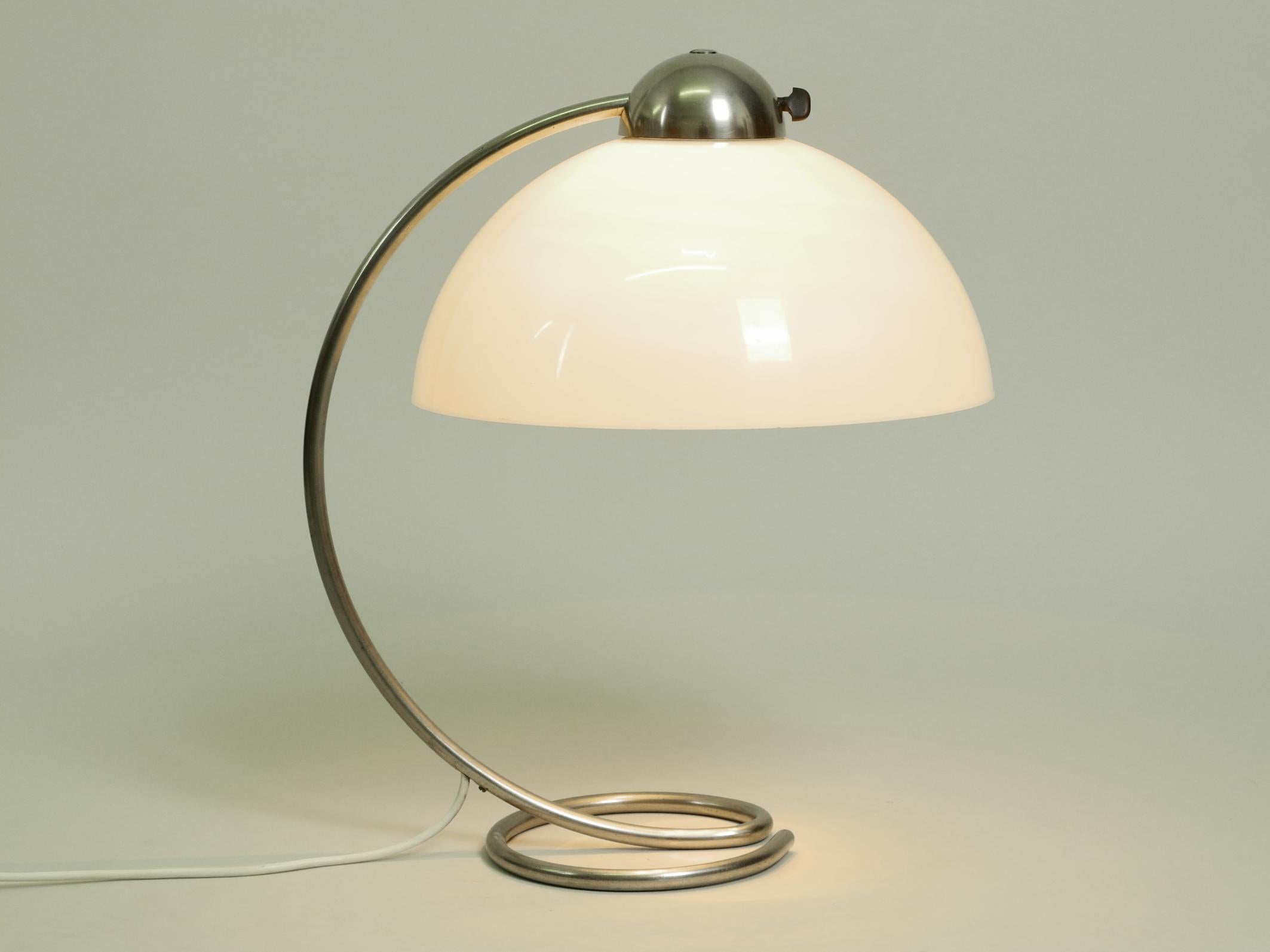 Mid-Century Modern Large Midcentury Metal Table Lamp with Plastic Shade by Schanzenbach, Germany For Sale