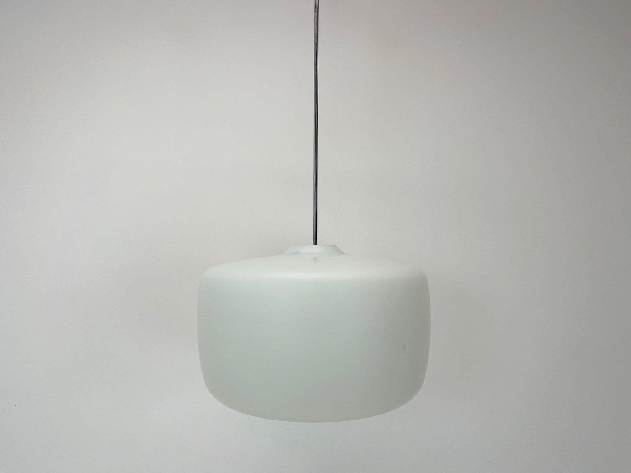 Large and heavy vintage milk glass pendant from Czechoslovakia, made in the 1960's.