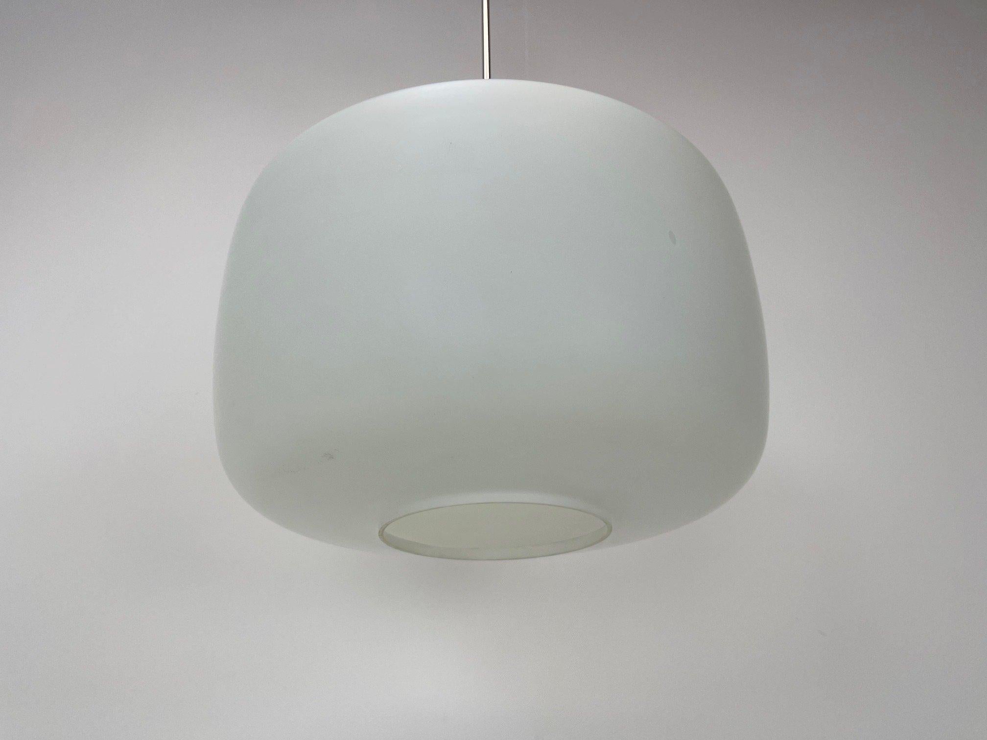 Mid-Century Modern Large Mid-Century Milk Glass Pendant, 1960's For Sale