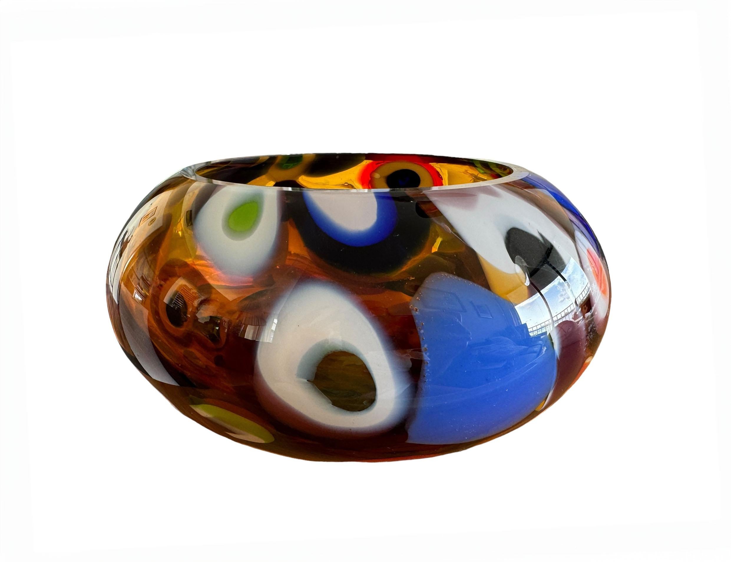 Crystal Large Mid Century Millefiori Bowl For Sale