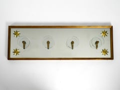 Large Midcentury Mirror Wall Wardrobe with Glass and Brass Hanging Hooks