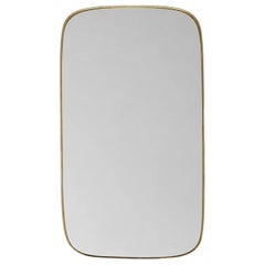 Large Mid Century Mirror with brass frame, in the style of Gio Ponti, Italy 1950