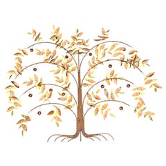 Large Mid Century Mixed Metal Tree Wall Sculpture by Curtis Jere
