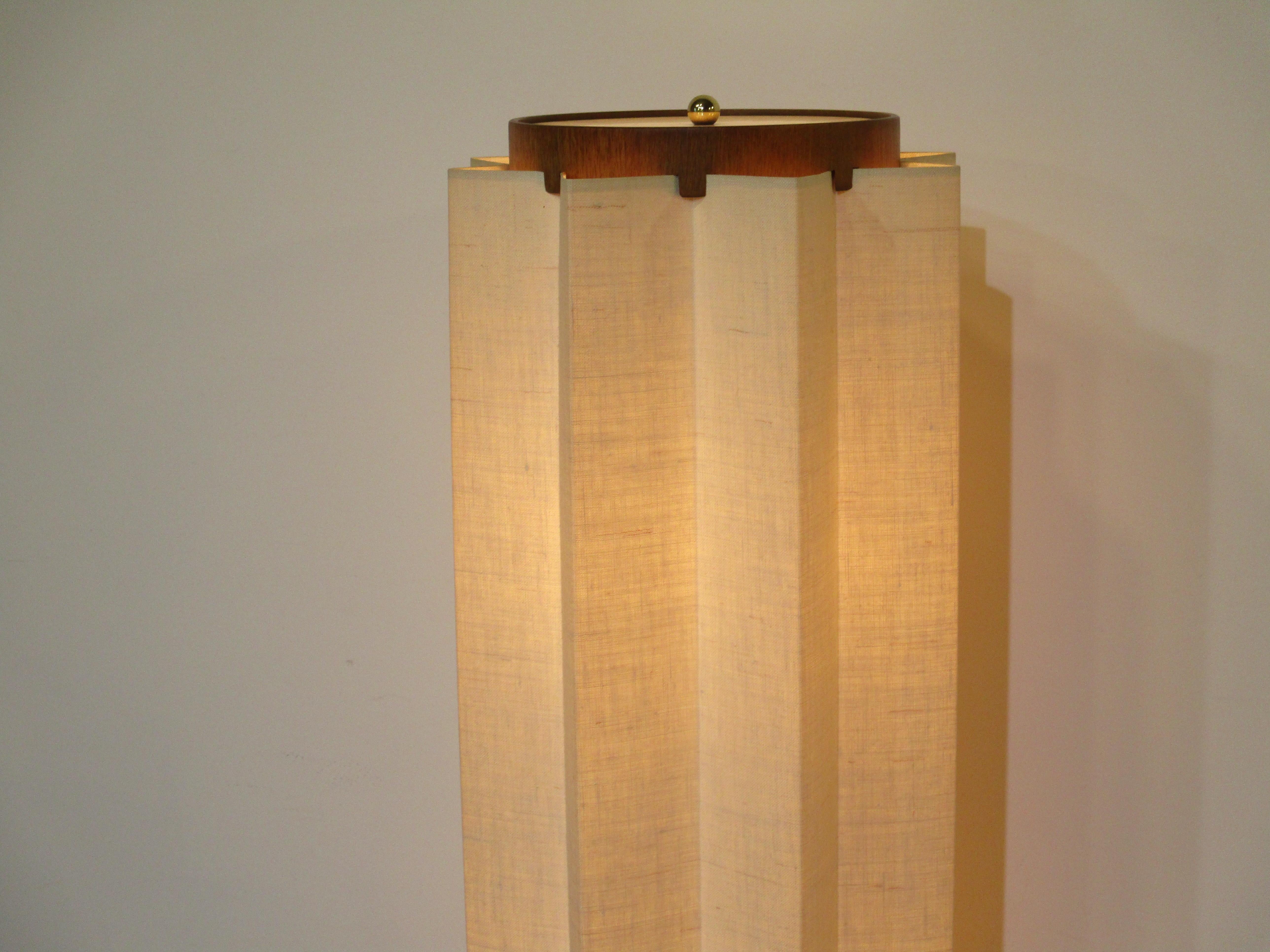 Linen Large Mid Century Modeline / Keal / Pearsall Styled Table Lamp