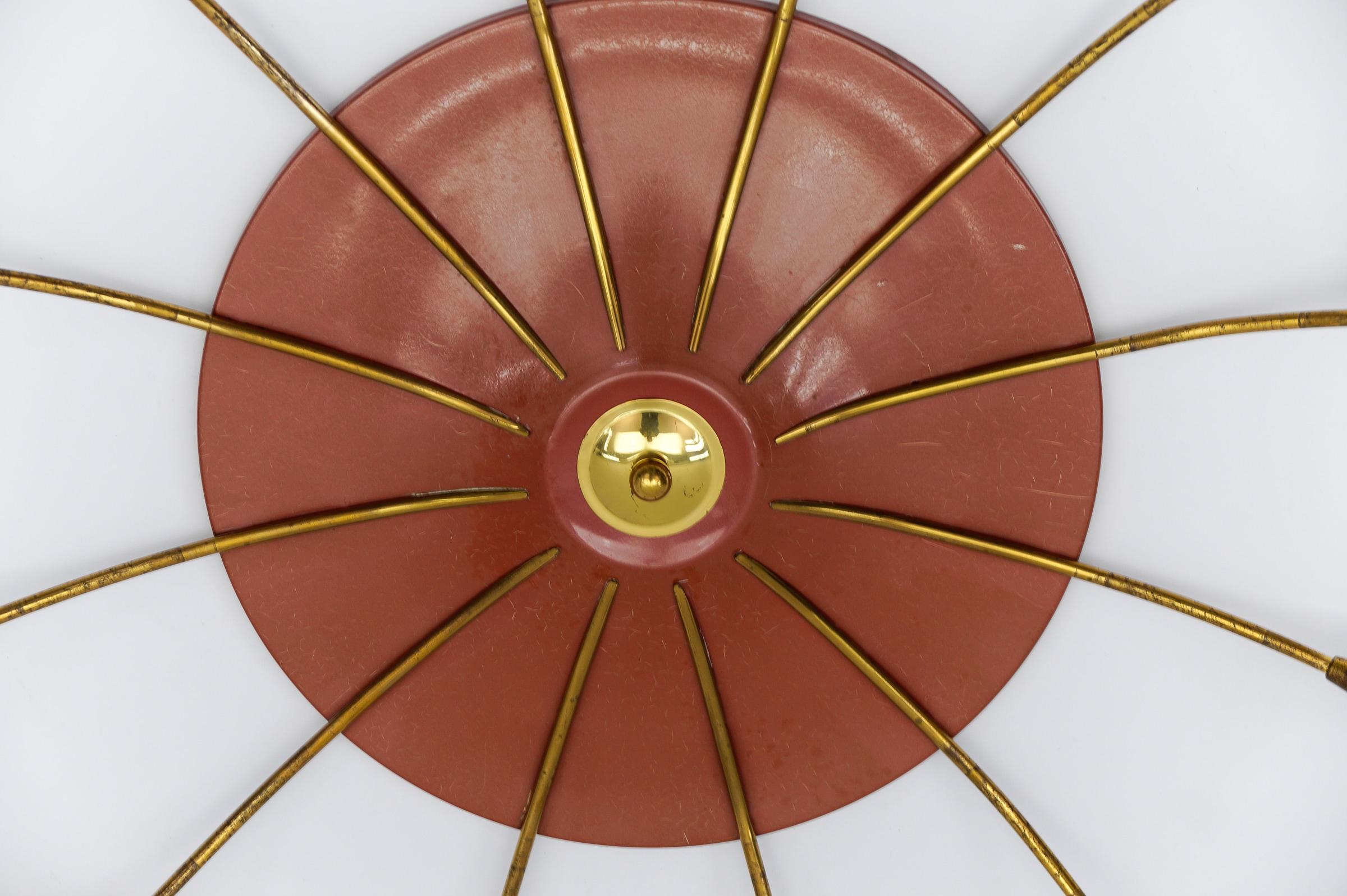 Große 12-armige Mid-Century-Modern-Sputnik-Lampe aus Messing, Deutschland, 1950er Jahre 6