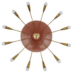 Große 12-armige Mid-Century-Modern-Sputnik-Lampe aus Messing, Deutschland, 1950er Jahre