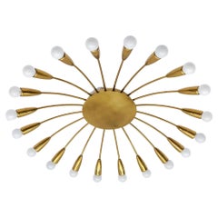 Grande lampada Sputnik Modern a 20 bracci in ottone, Germania, anni '50