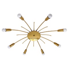 Gran lámpara Sputnik de latón de 8 brazos de la modernidad de mediados de siglo, Alemania, años 50