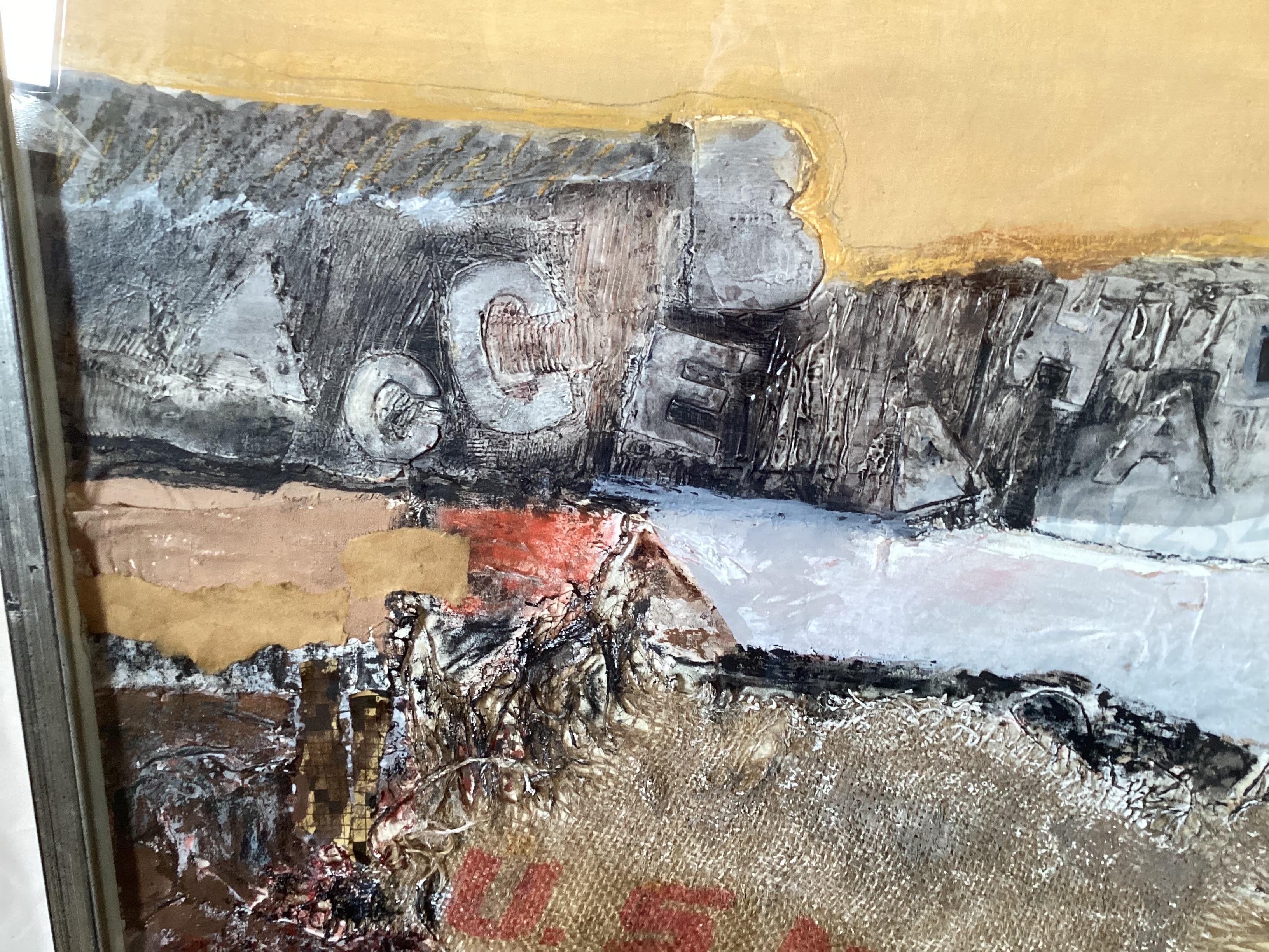 Large Mid Century Modern Abstract Collage by Eileen Schreiber en vente 3