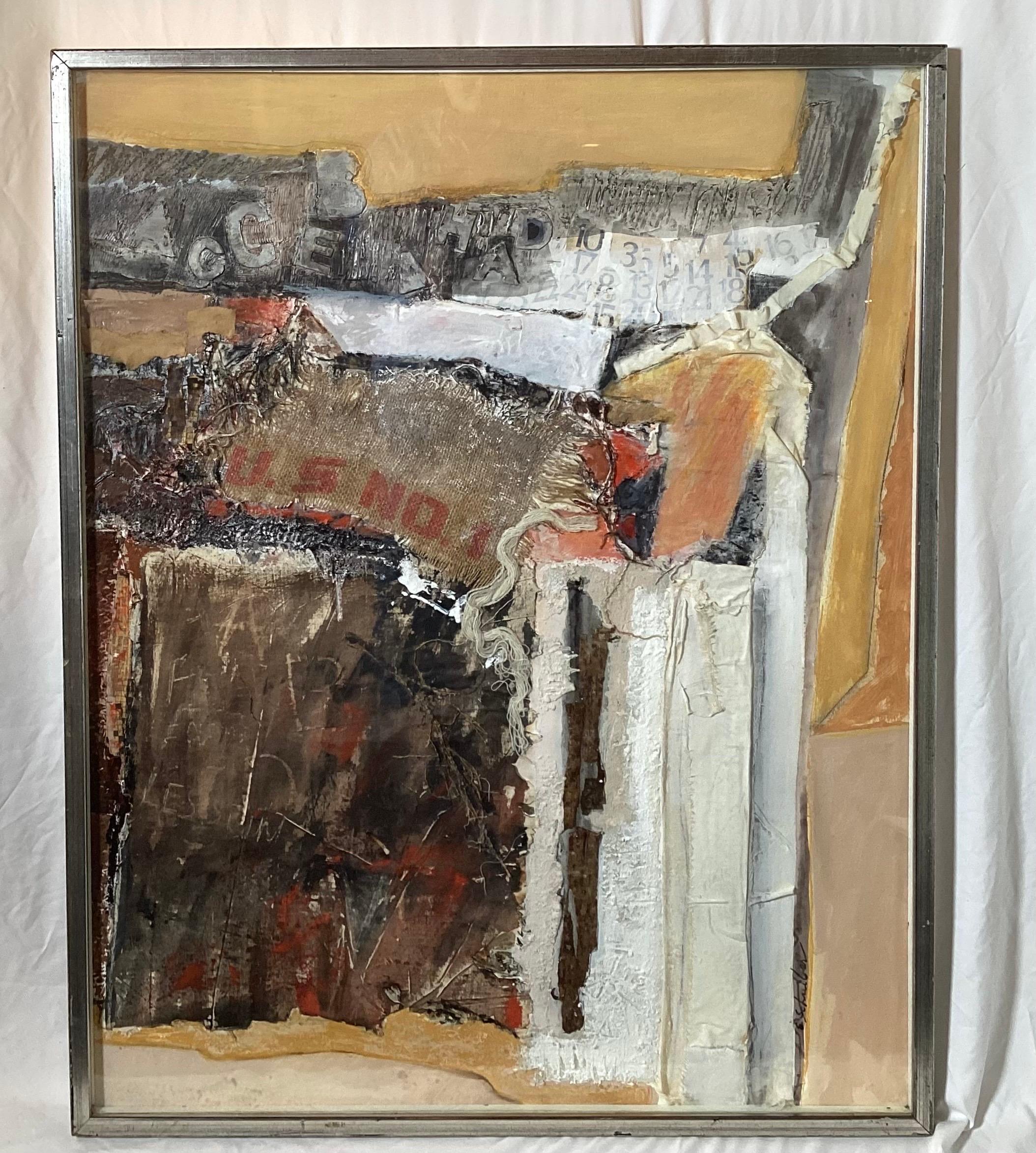 Mid-Century Modern Large Mid Century Modern Abstract Collage by Eileen Schreiber en vente