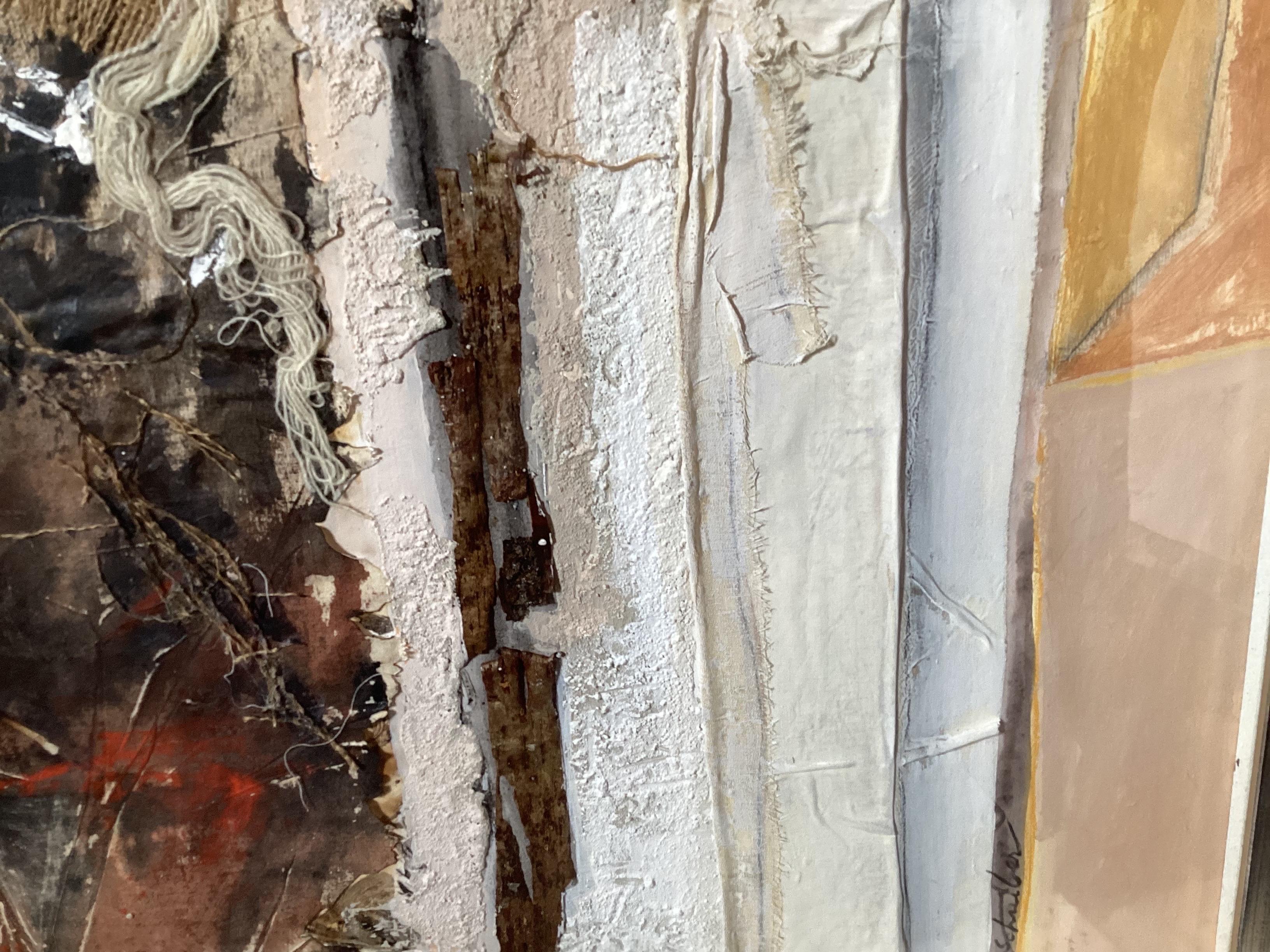 Appliqué Large Mid Century Modern Abstract Collage by Eileen Schreiber en vente