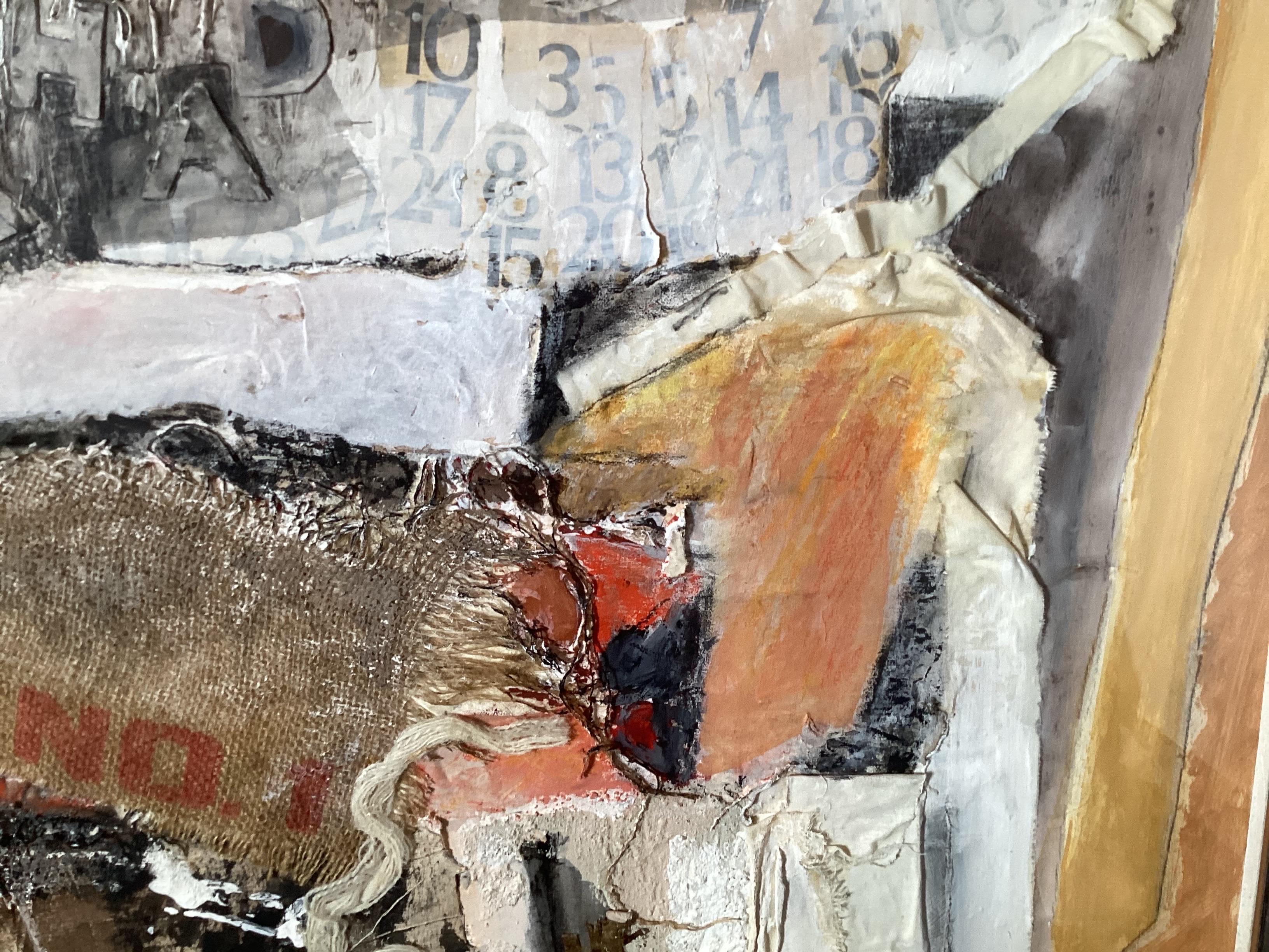 Large Mid Century Modern Abstract Collage by Eileen Schreiber Bon état - En vente à Lambertville, NJ