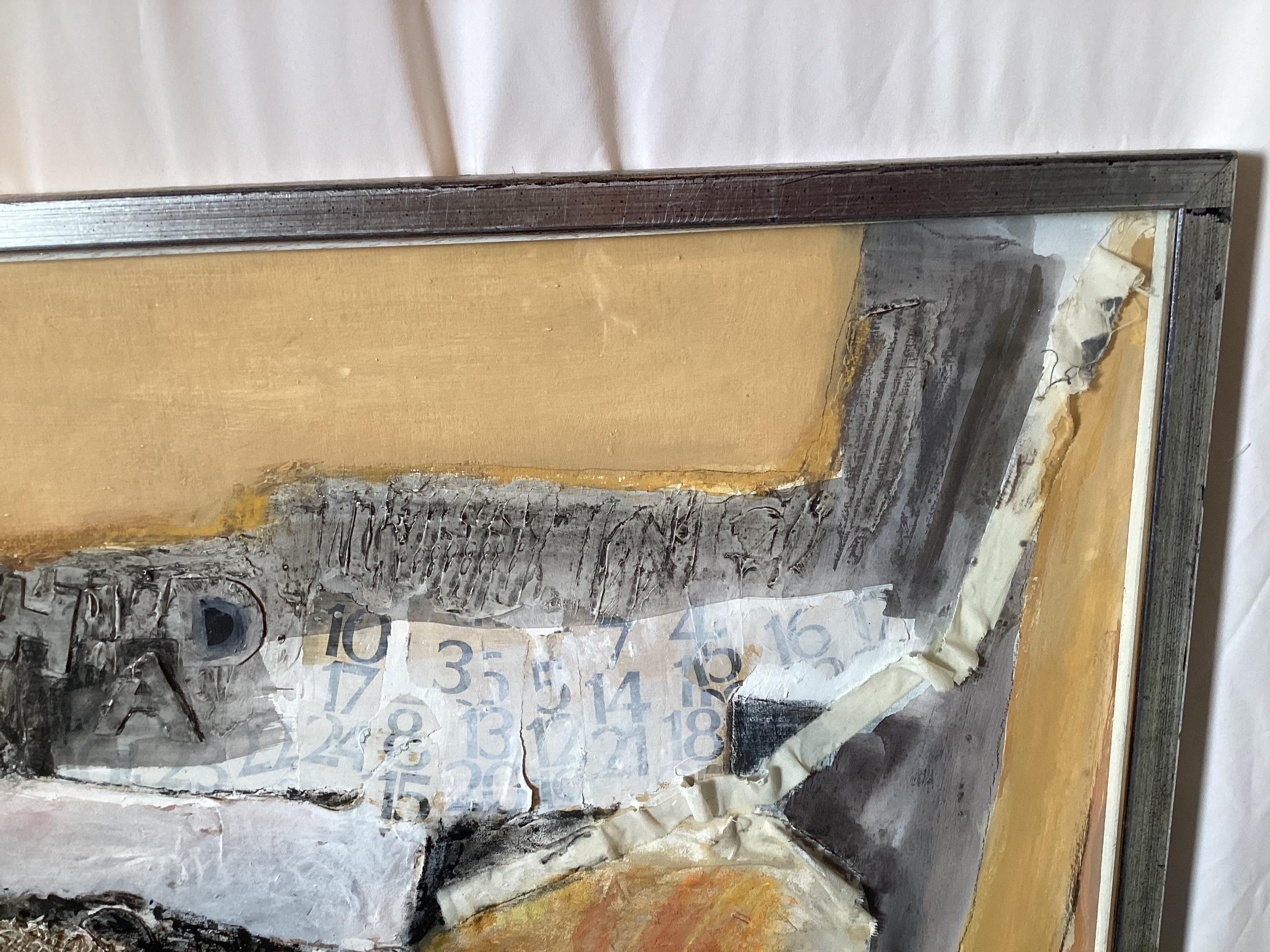 Toile de jute Large Mid Century Modern Abstract Collage by Eileen Schreiber en vente