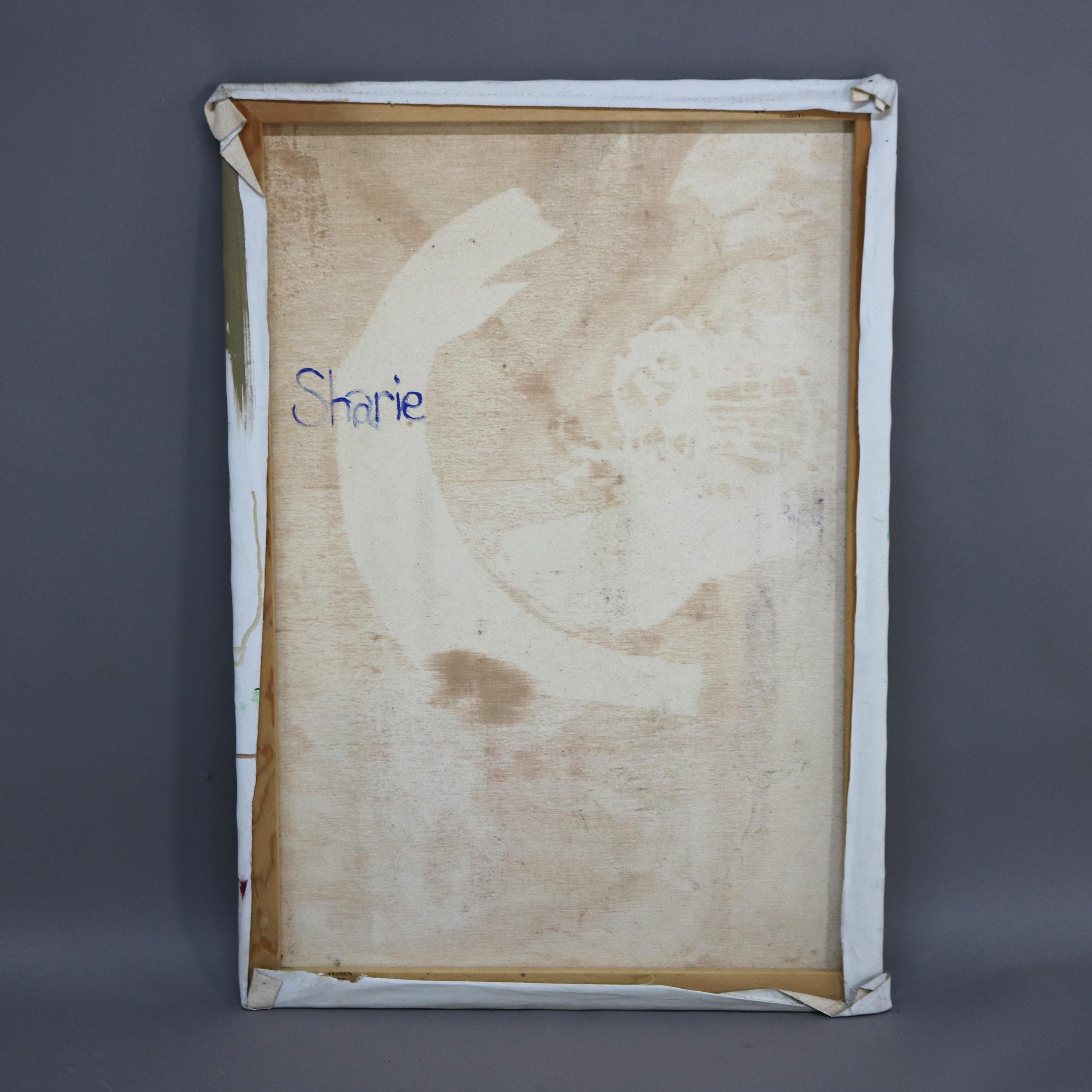 Großes abstrakt-impressionistisches Gemälde, Öl auf Leinwand, Mid-Century Modern, Gemälde C1968 im Angebot 3