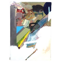 Gran cuadro abstracto impresionista al óleo sobre lienzo de mediados del siglo XX C1968