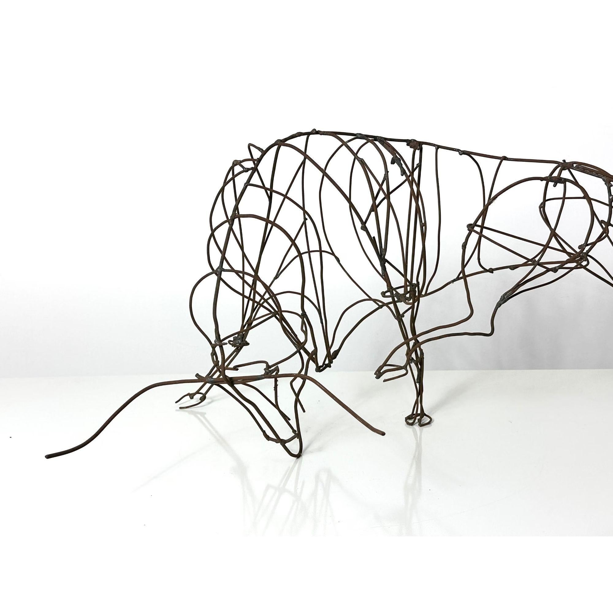 Mid-Century Modern Large Mid Century Modern Abstract Wire Bull Sculpture by Fred Scott circa 1960s