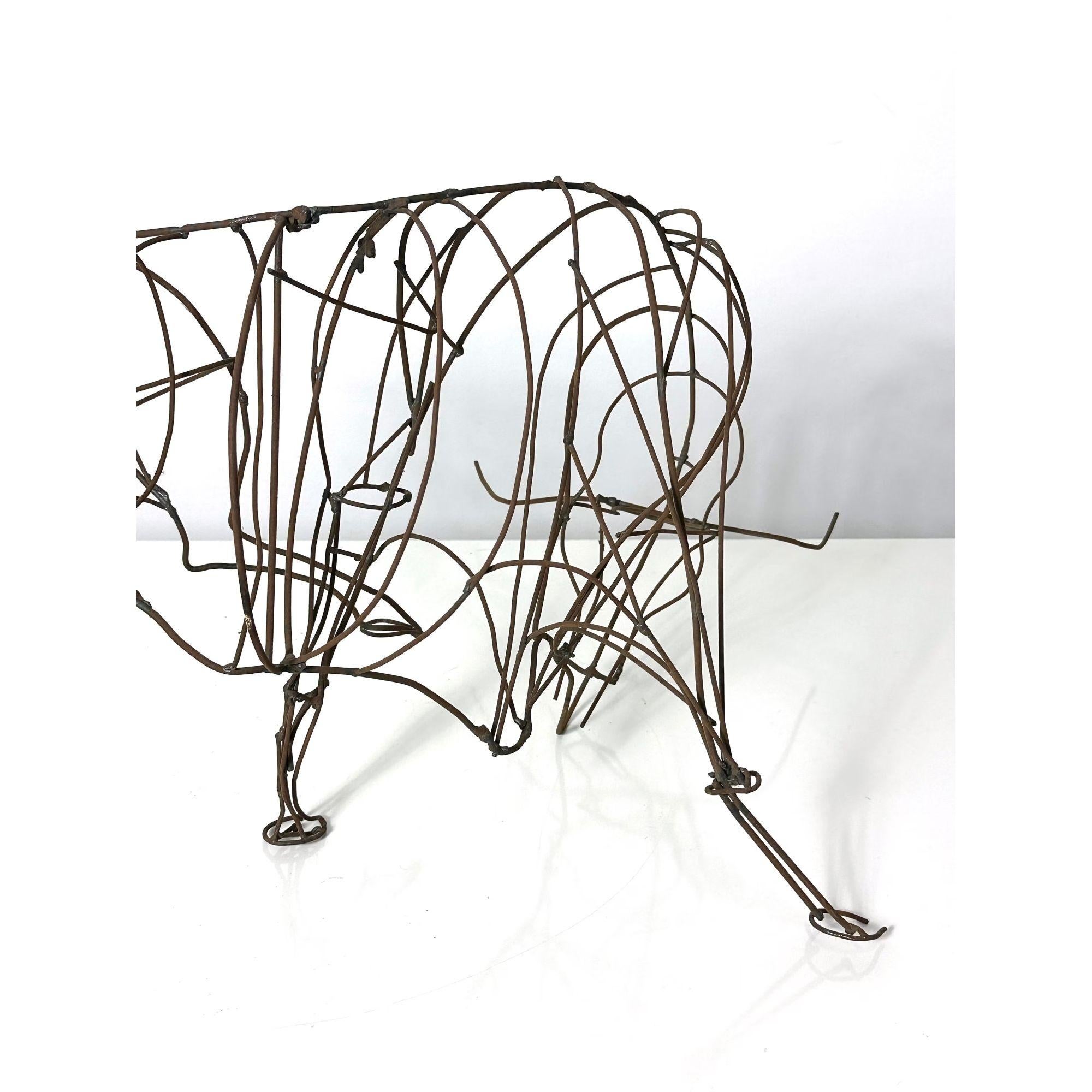 Large Mid Century Modern Abstract Wire Bull Sculpture by Fred Scott circa 1960s In Good Condition In Troy, MI