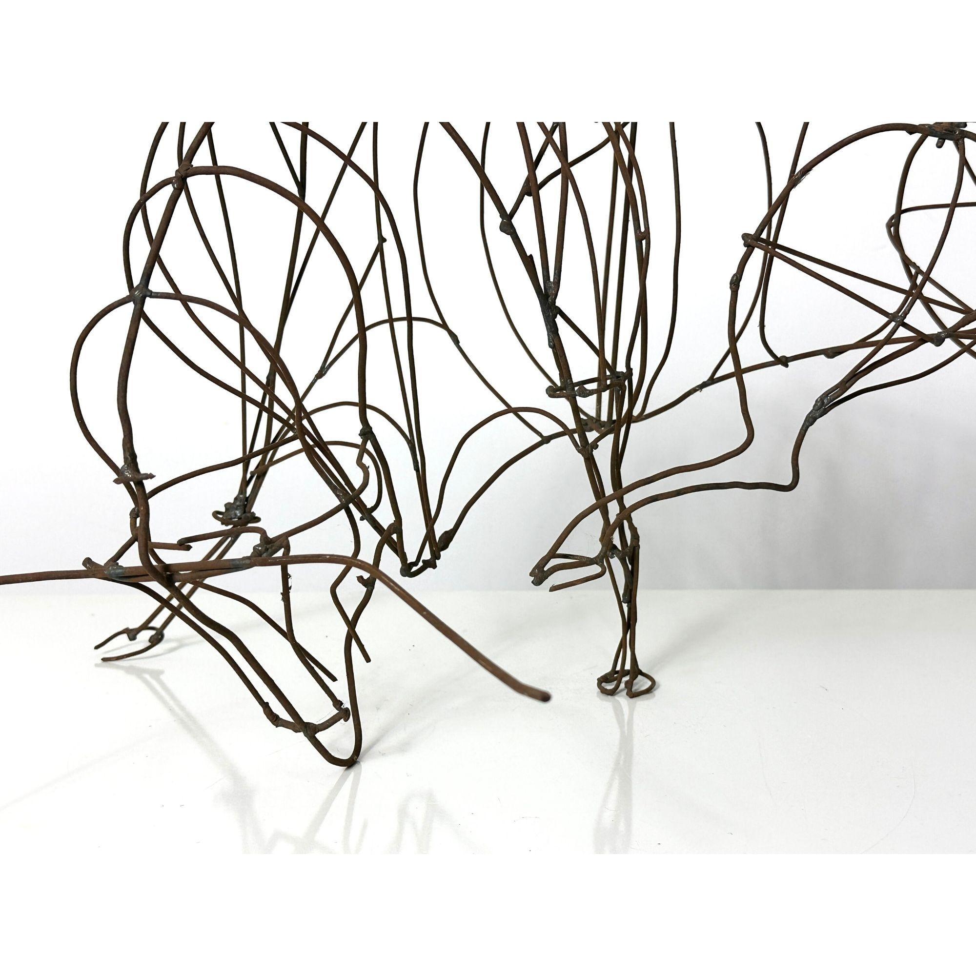20th Century Large Mid Century Modern Abstract Wire Bull Sculpture by Fred Scott circa 1960s