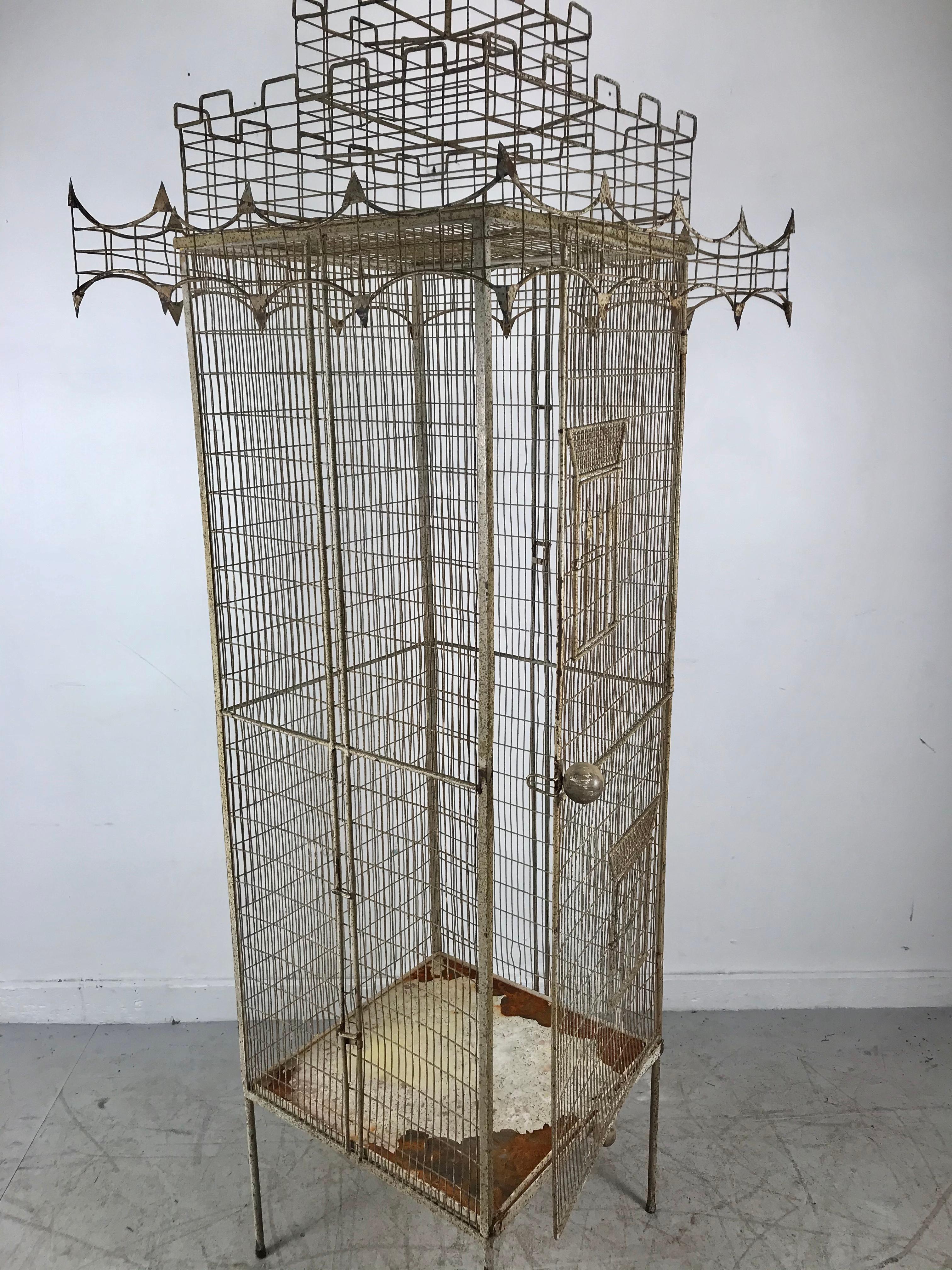 Mid-20th Century Large Mid-Century Modern Architectural Bird Cage Sculpture by Frederick Weinberg