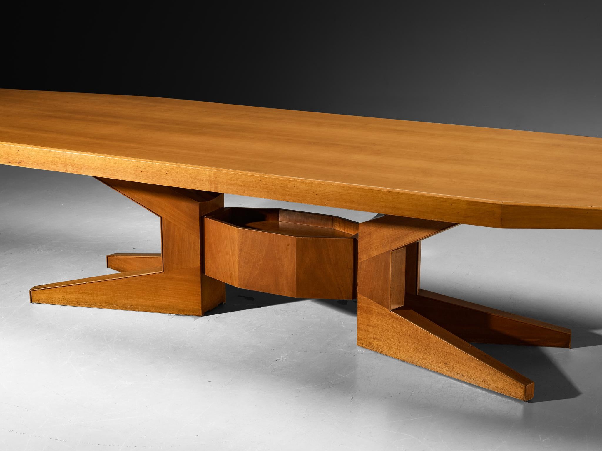 Large Mid-Century Modern Architectural Dining or Conference Table in Walnut For Sale 3