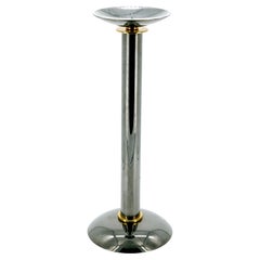 Large Mid-Century Modern Art Deco-Style Gunmetal Brass Candlestick  by Karl