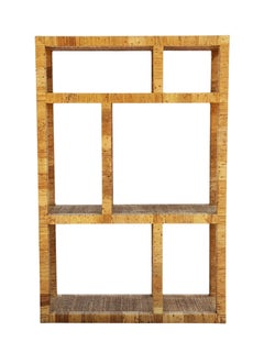 Large Mid-Century Modern Asymmetrical Rattan Etagere or Shelving Wall Unit