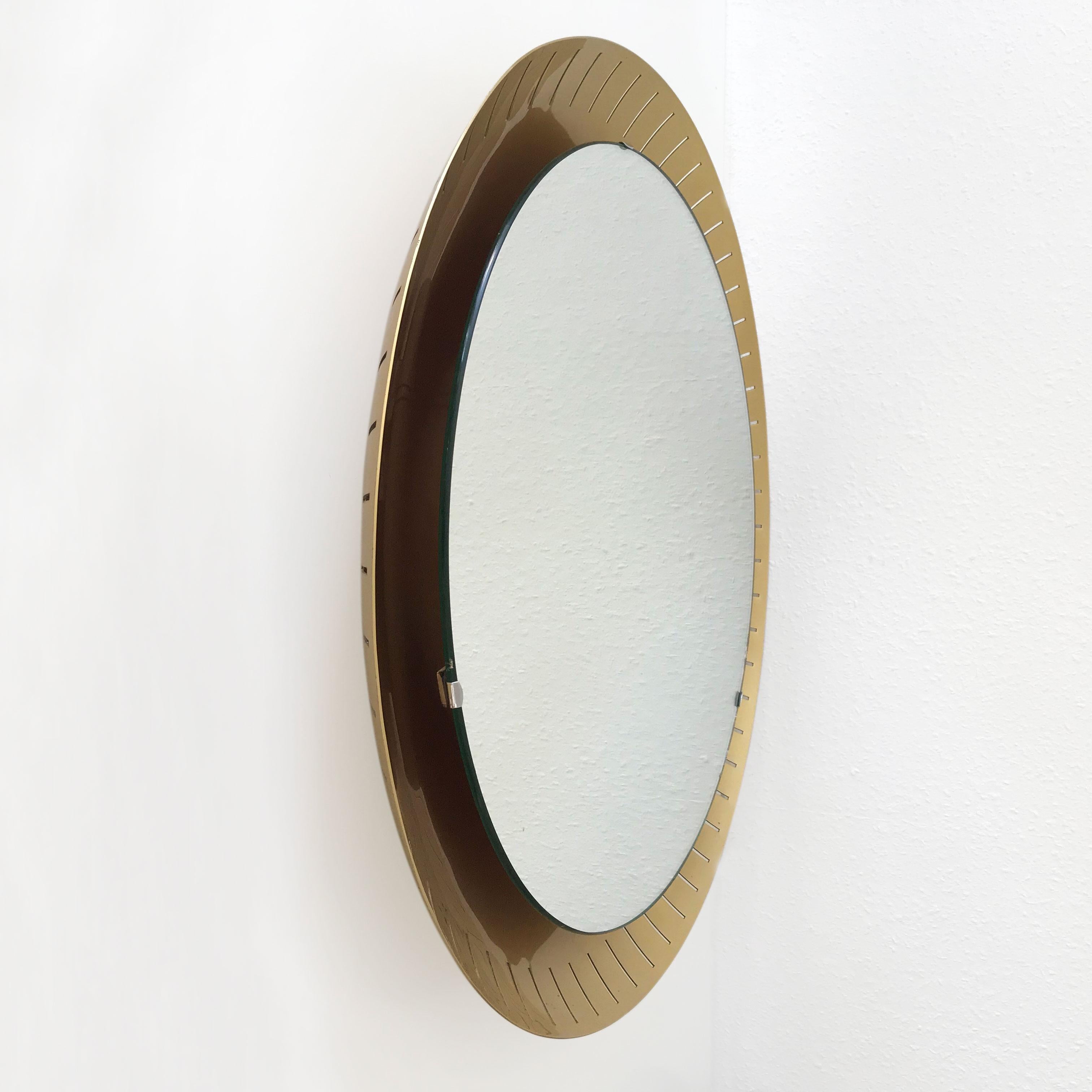 Anodized Large Mid-Century Modern Backlit Wall Mirror by Hillebrand, 1950s, Germany For Sale