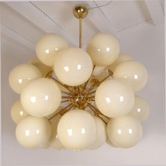 Large Mid Century Modern beige glass Sputnik chandelier