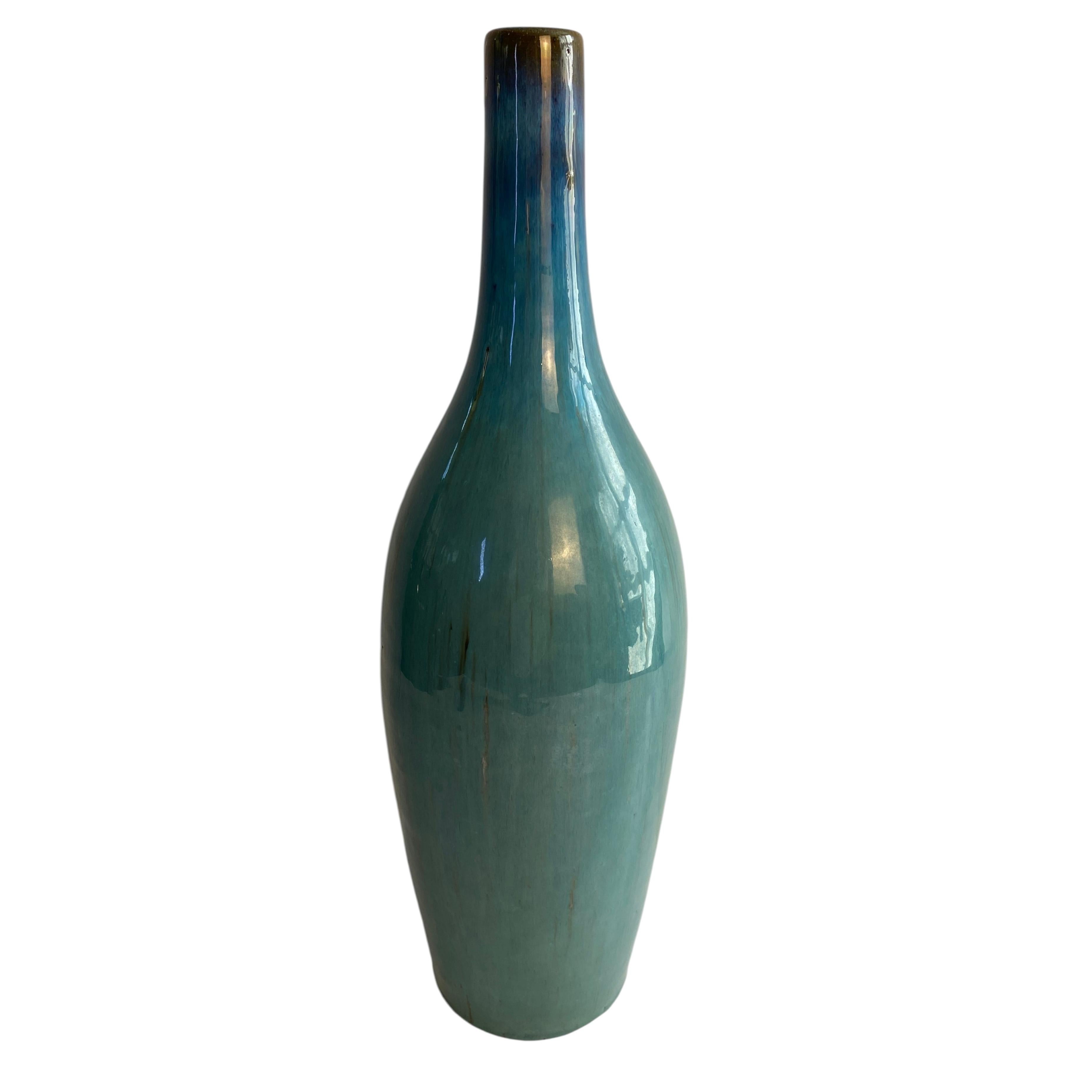 Grande vaso da studio in ceramica smaltata blu, in stile Mid-Century Modern