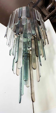 Large Mid-Century Modern Blue/Gray Murano Glass Chandelier by Mazzega, 1970s