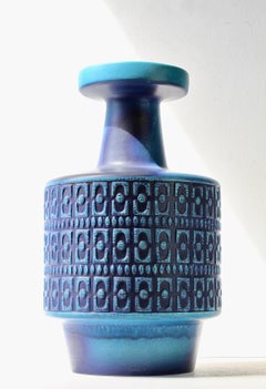 Large Mid-Century Modern Blue West German Floor Vase by Fohr Pottery 1970s