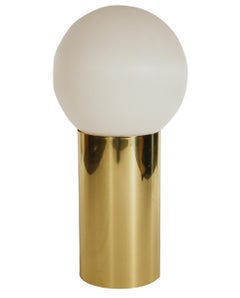 Large Mid-Century Modern Brass Cylindrical Ball Table or Floor Lamp