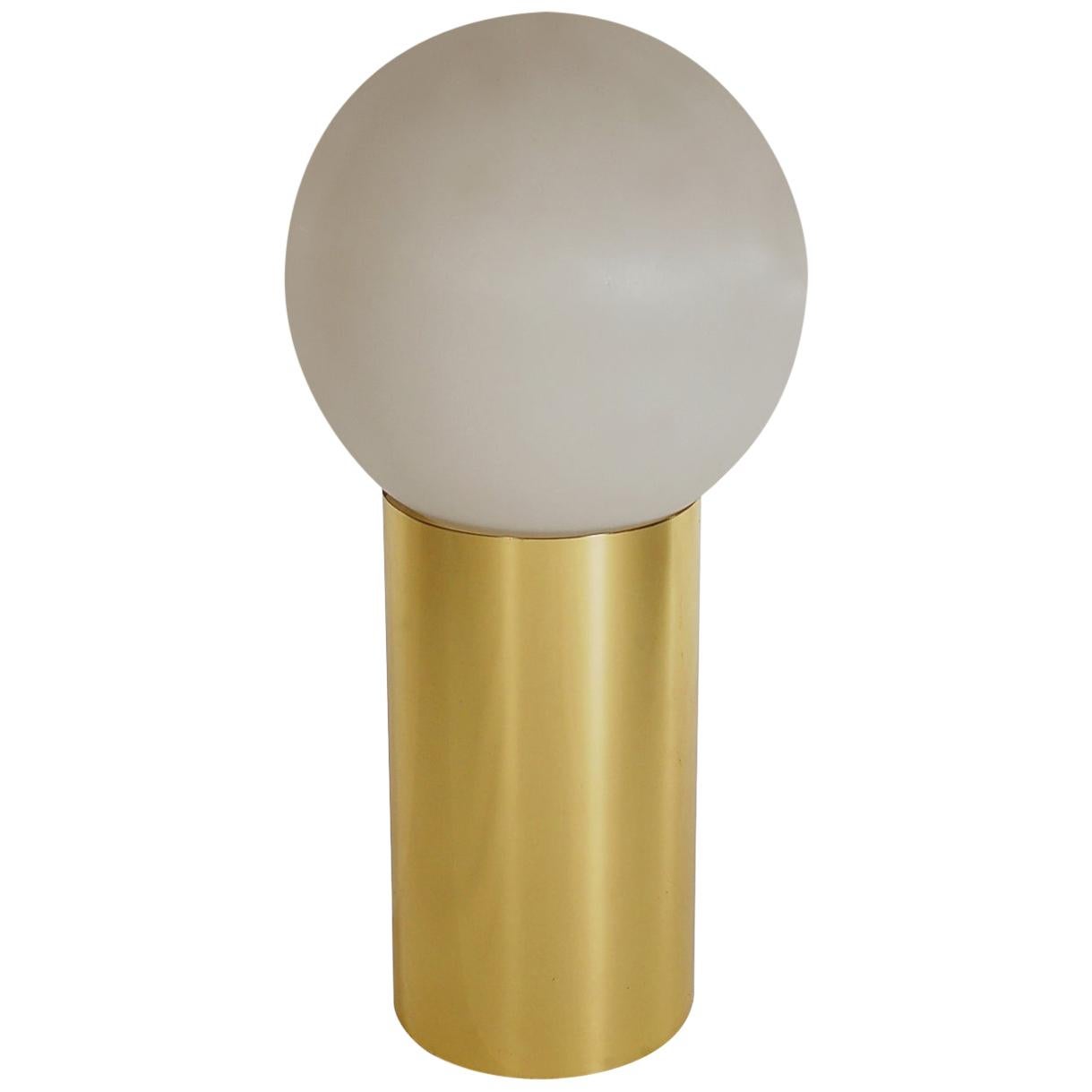 Large Mid-Century Modern Brass Cylindrical Ball Table or Floor Lamp For Sale