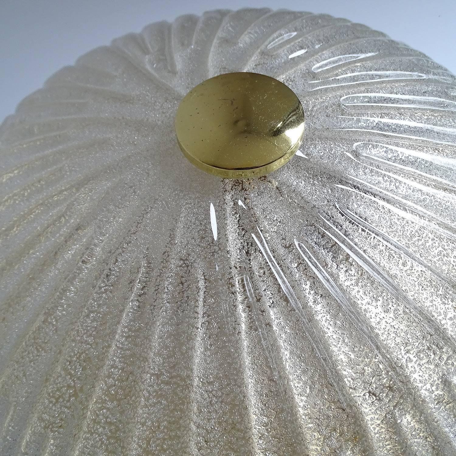 MidCentury Barovier Toso Style Ribbed Glass Flush Chandelier, 1960s 6