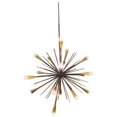Large Mid-Century Modern Brass Sputnik Chandelier