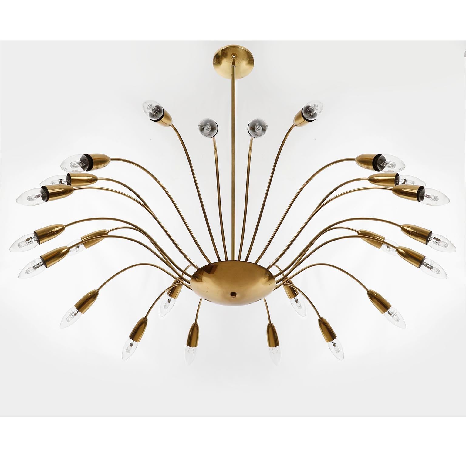 Polished Large Mid-Century Modern Brass Sputnik Spider Chandelier Pendant Light, 1960s For Sale
