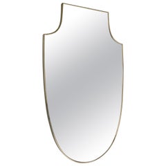 Large Mid-Century Modern Brass Wall Mirror, Italy, 1950s
