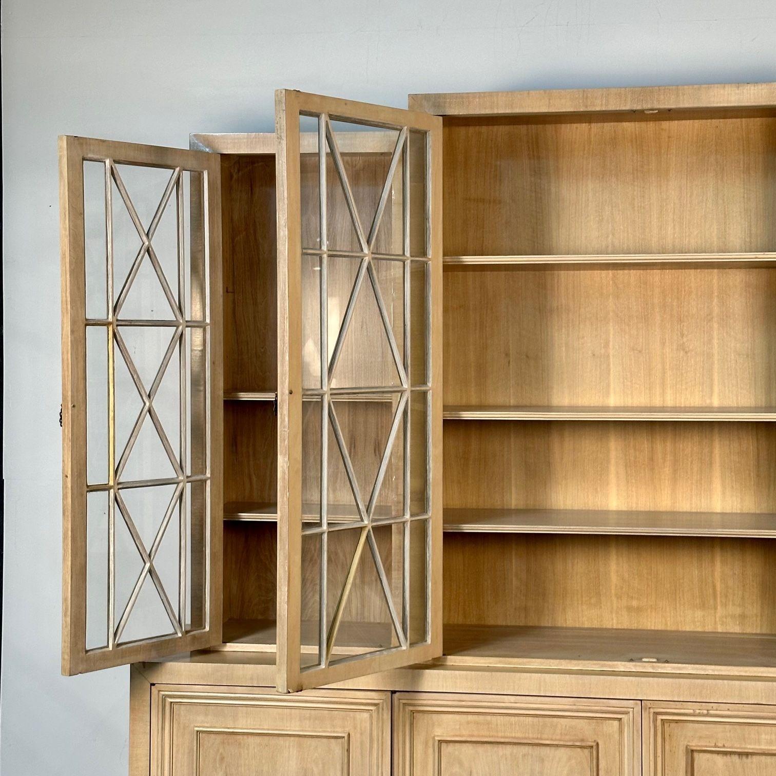 Large Mid-Century Modern Breakfront / Bookcase / Cabinet, Light Oak For Sale 2