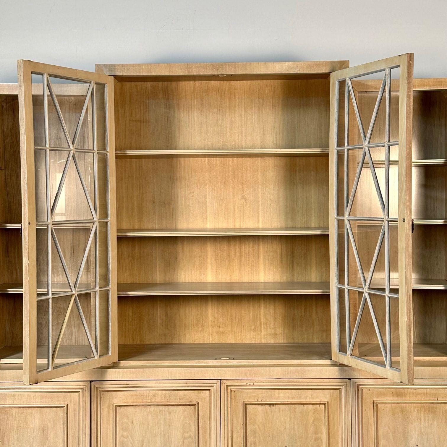 Large Mid-Century Modern Breakfront / Bookcase / Cabinet, Light Oak For Sale 3