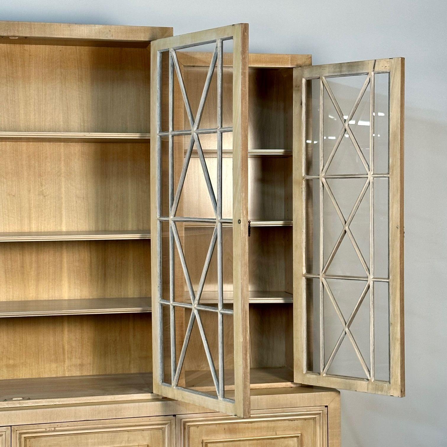 Large Mid-Century Modern Breakfront / Bookcase / Cabinet, Light Oak For Sale 4