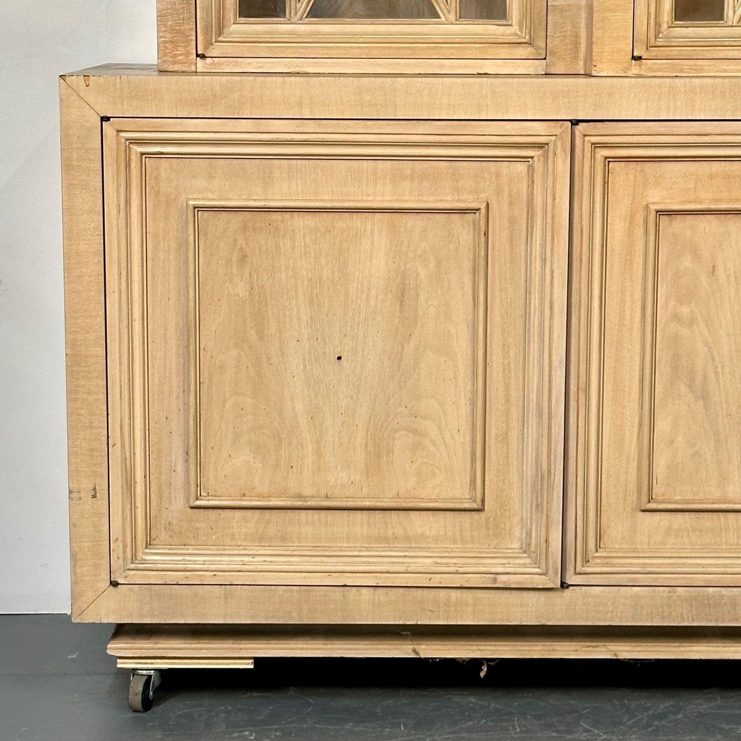 Large Mid-Century Modern Breakfront / Bookcase / Cabinet, Light Oak For Sale 7