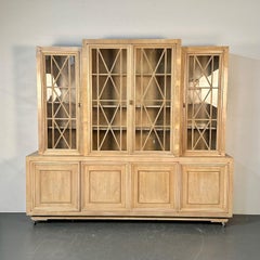 Large Mid-Century Modern Breakfront / Bookcase / Cabinet, Light Oak