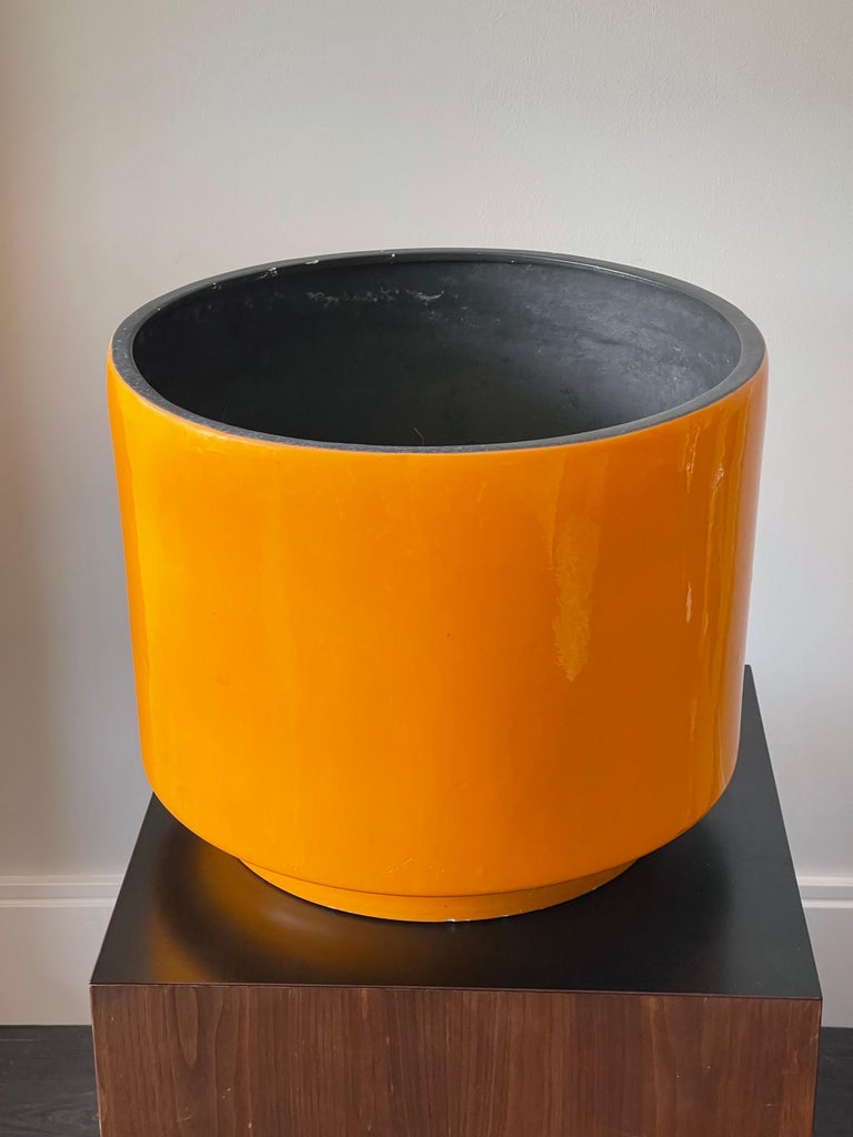 Large MidCentury Modern Bright Orange Planter For Sale at 1stDibs