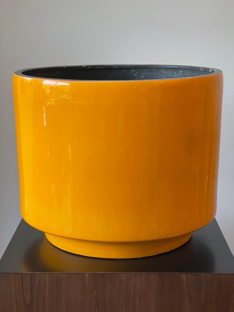 Large MidCentury Modern Bright Orange Planter For Sale at 1stDibs