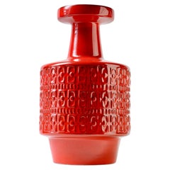 Grand vase de sol de style « Mid-Century Modern » rouge vif, fabriqué par Fohr Pottery en Allemagne de l'Ouest dans les années 1970