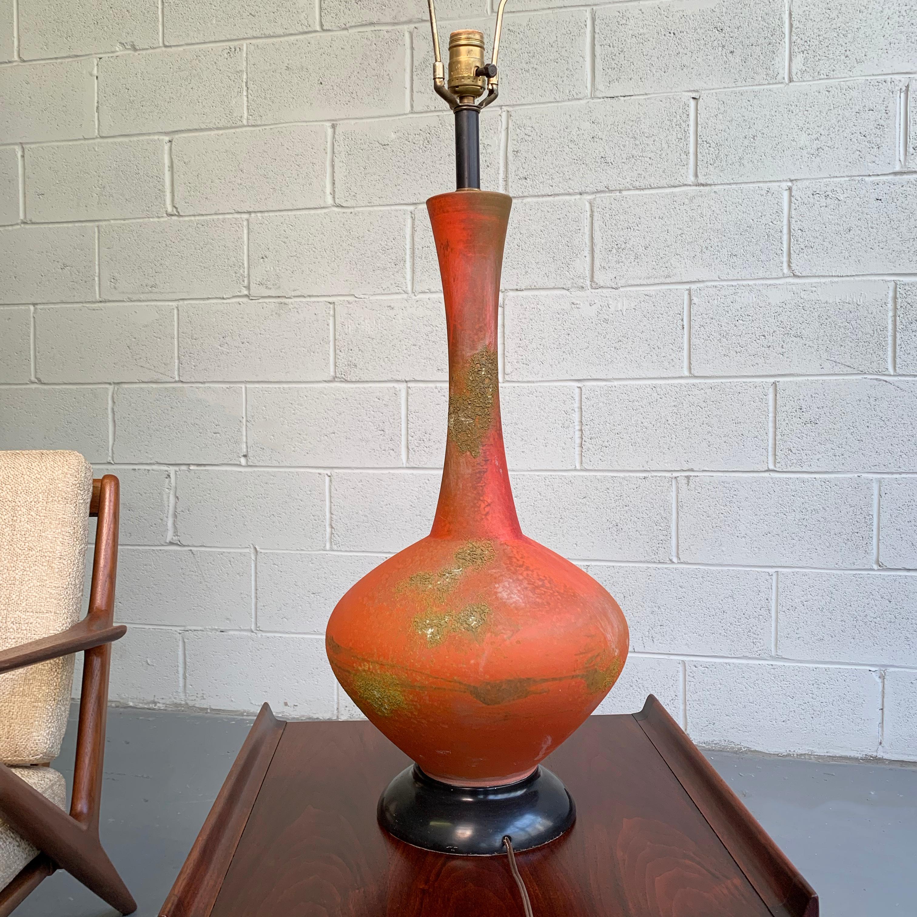 Ceramic Large Mid-Century Modern Brutalist Art Pottery Table Lamp