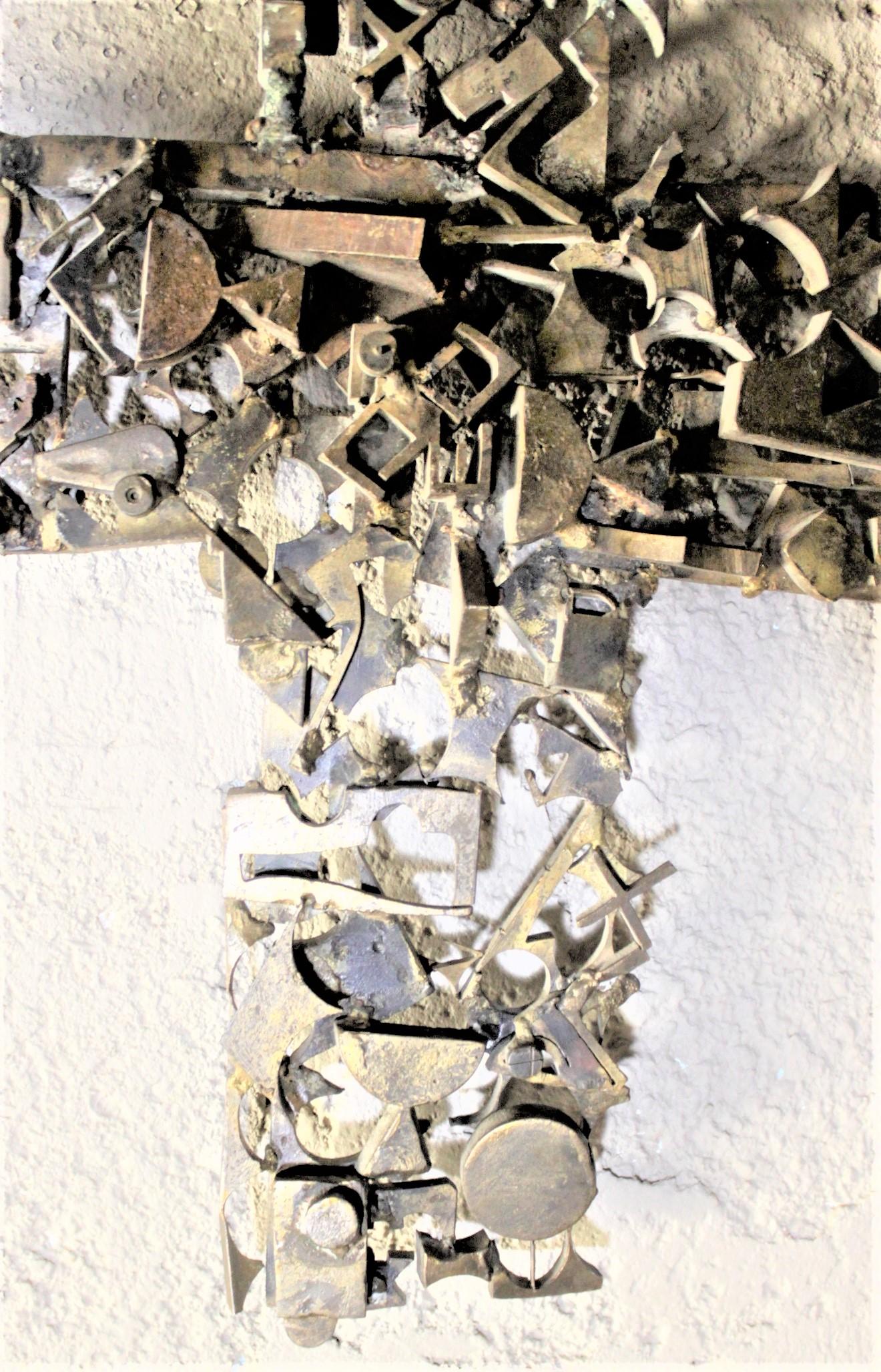 Große Mid-Century Modern Brutalist Metall Kreuz & Kette Wandbehang oder Skulptur im Angebot 1