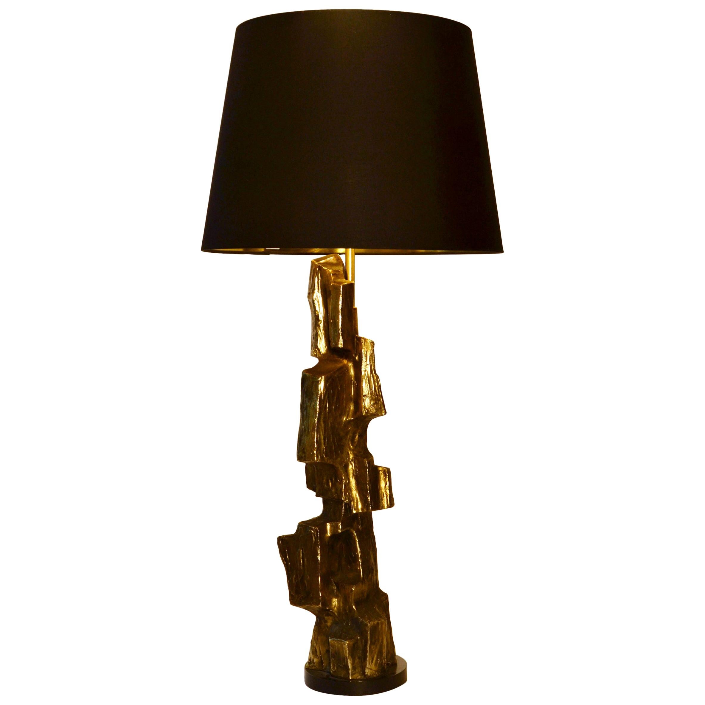 Large Brutalist Sculptural Table Lamp attributed to Tempestini