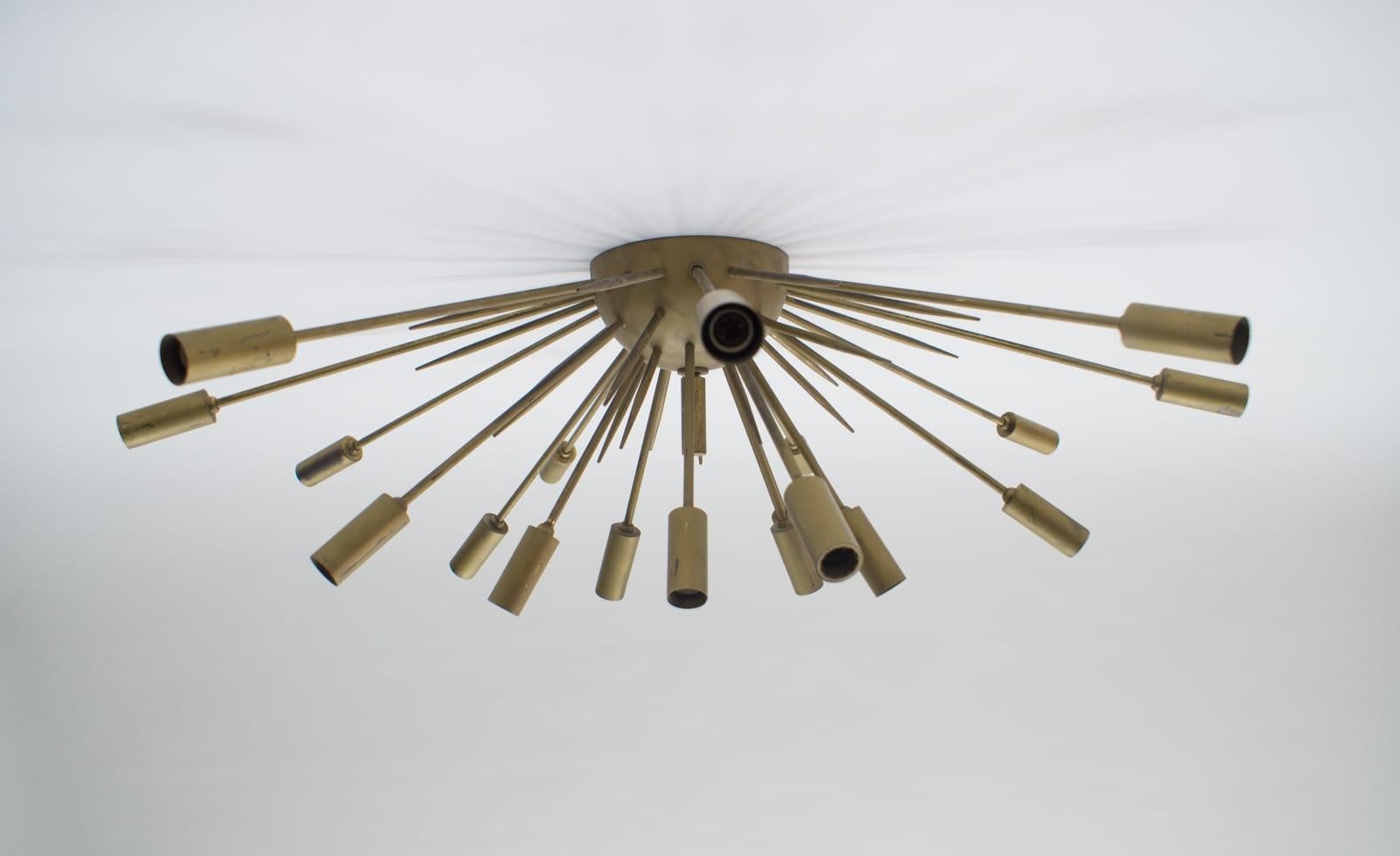Italian Large Mid-Century Modern Brutalist Sputnik Wall or Ceiling Lamp, 1950s, Italy For Sale