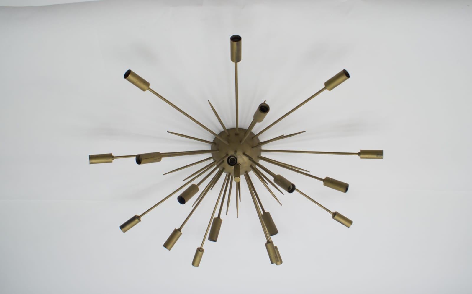 Mid-20th Century Large Mid-Century Modern Brutalist Sputnik Wall or Ceiling Lamp, 1950s, Italy For Sale